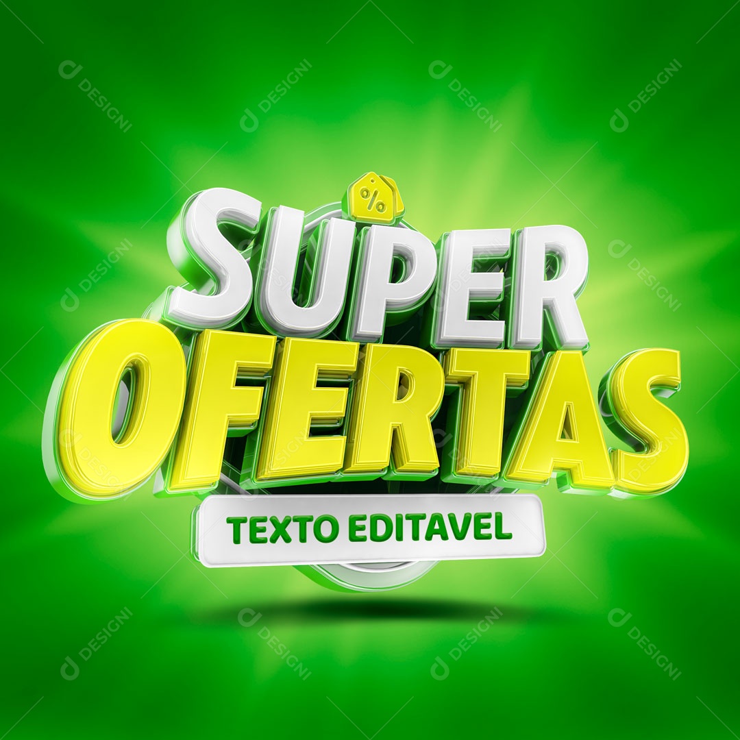 Selo 3D Super Ofertas Texto Editável PSD
