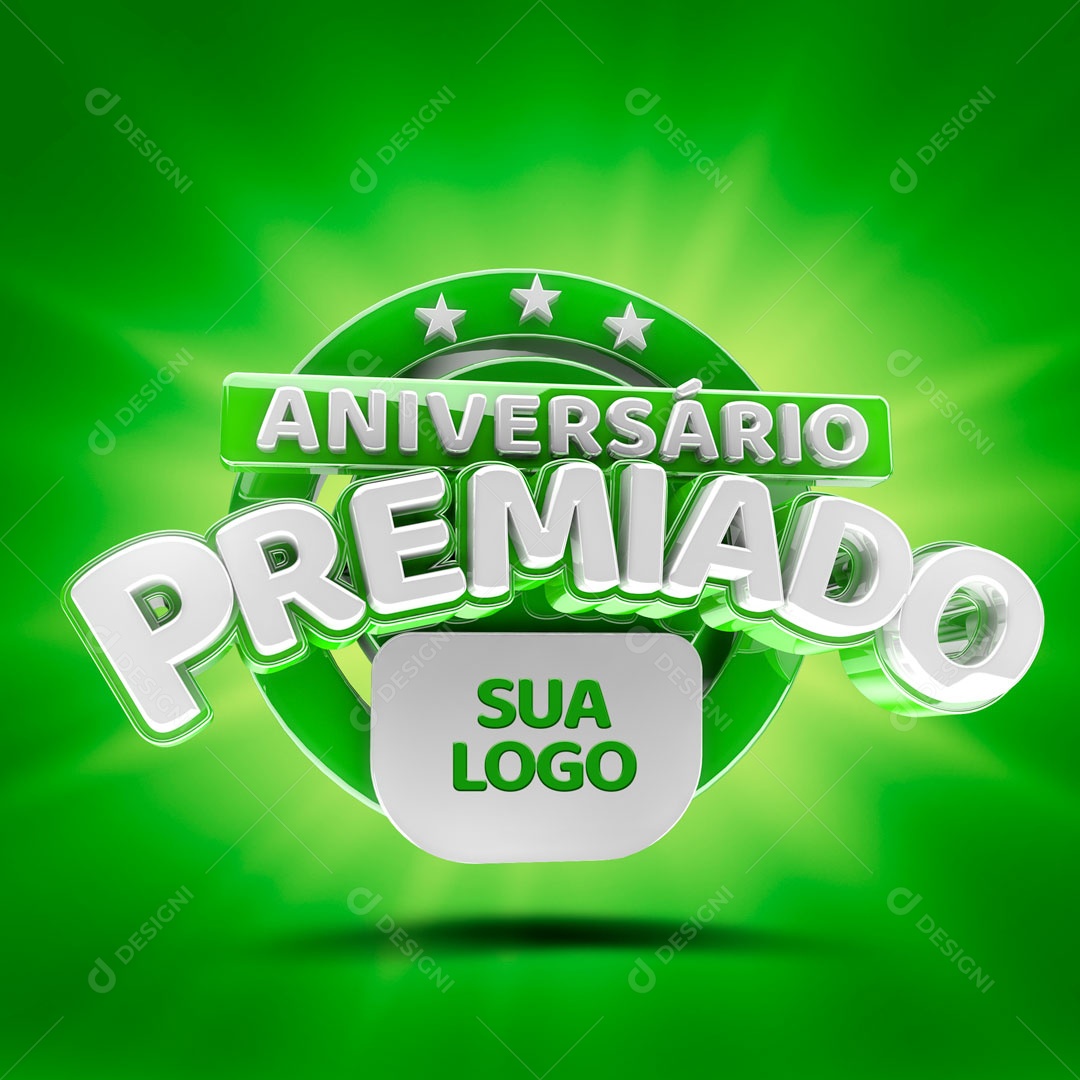 Selo 3D Aniversário Premiado Para Composição PSD