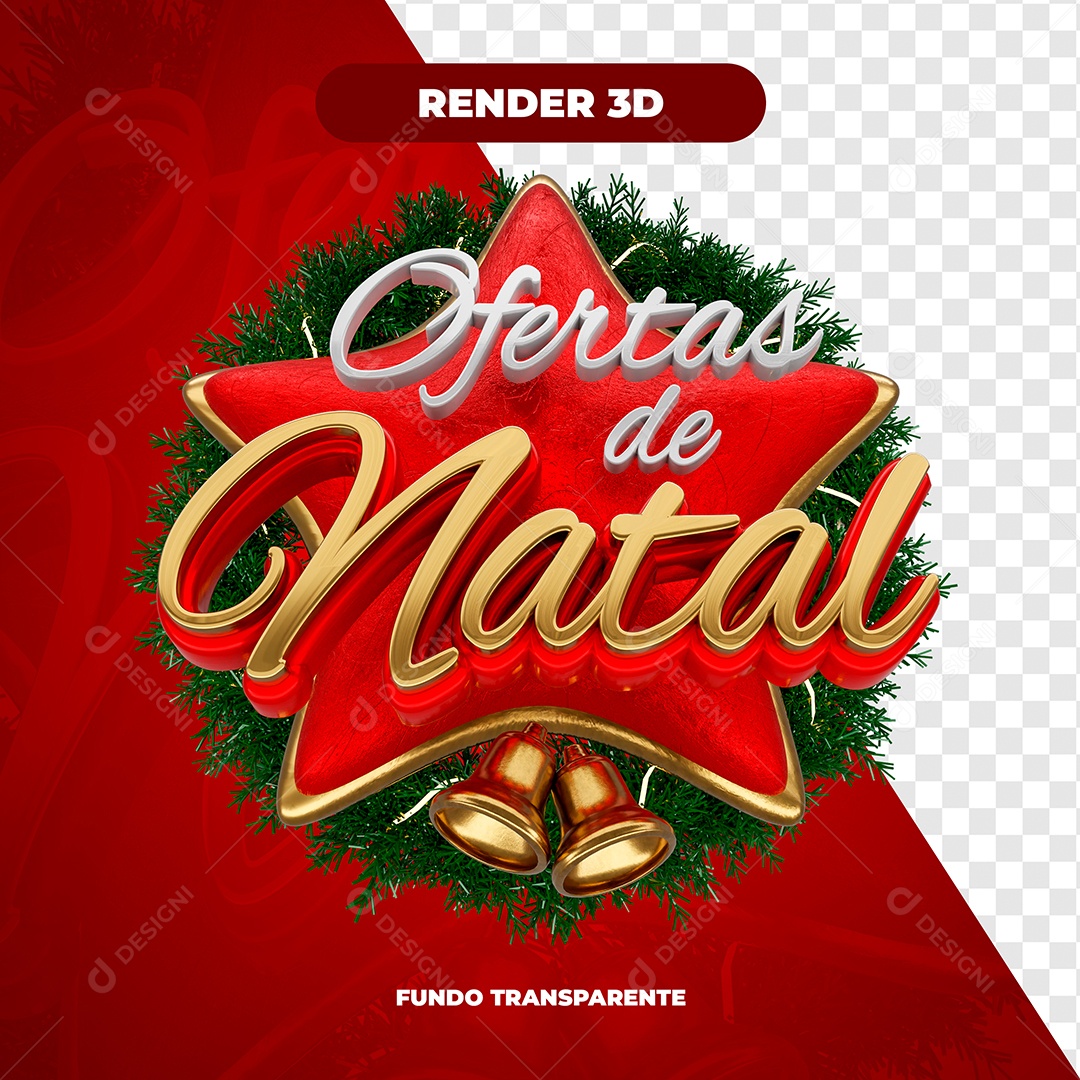 Ofertas de Natal Selo 3D Branco Dourado e Vermelho para Composição PSD