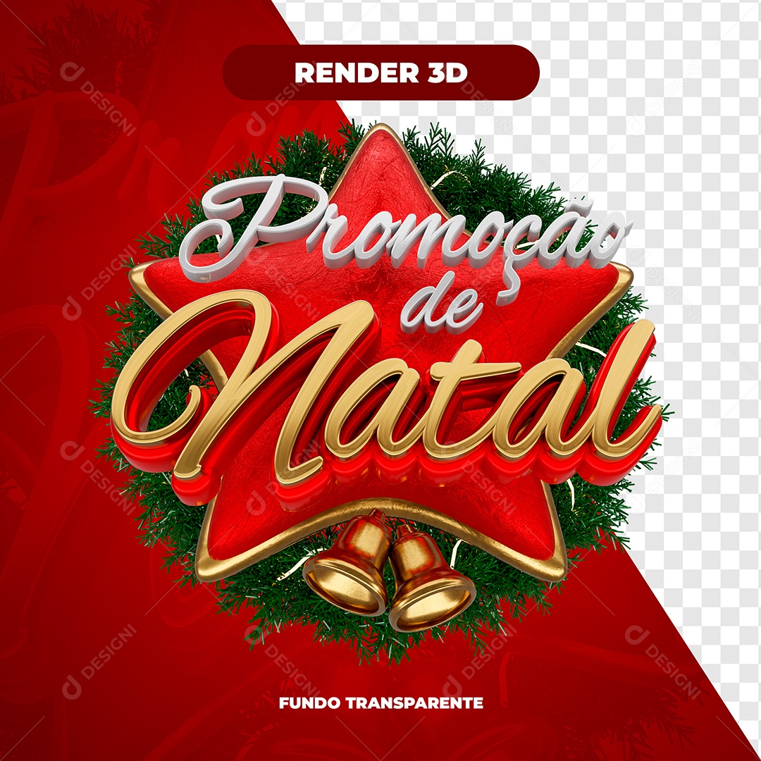 Promoção de Natal Selo 3D Branco Dourado e Vermelho para Composição PSD