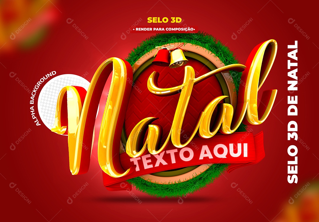 Christmas 3D Gold Stamp for PSD Composition