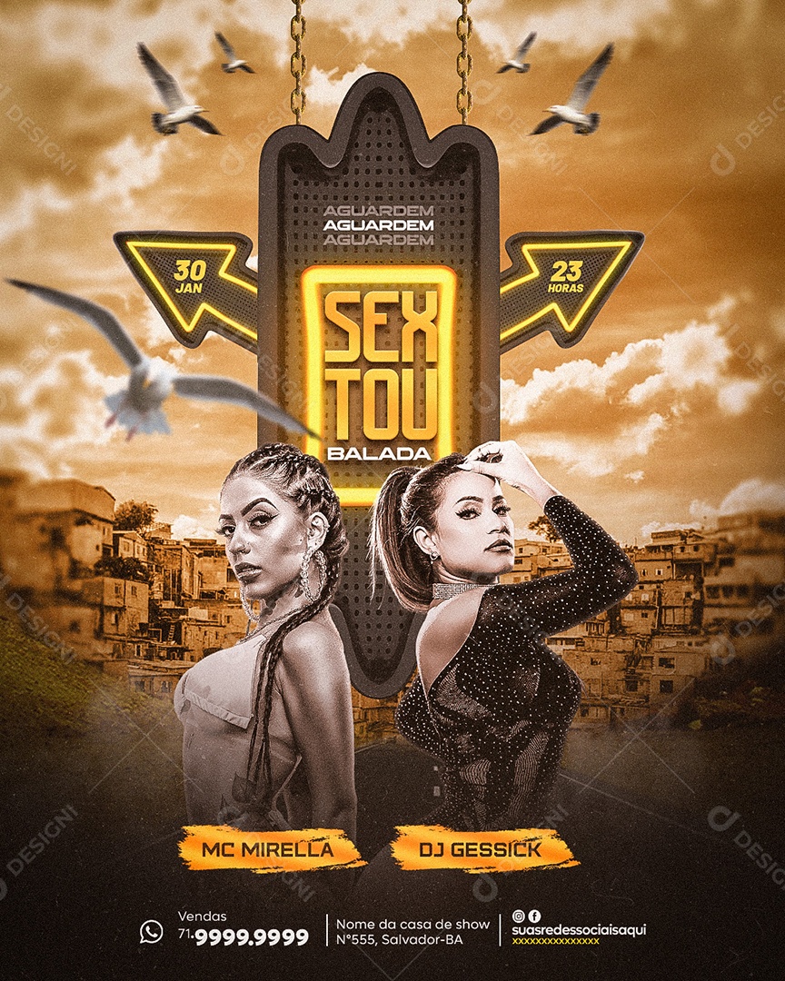 Social Media Feed Flyer Sextou Balada PSD Editável