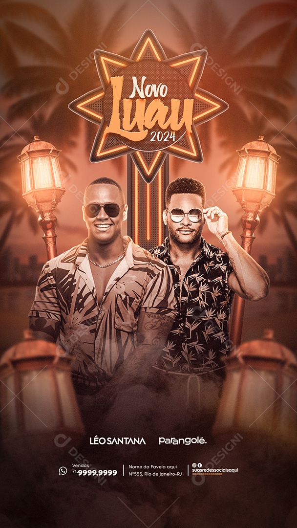 Social Media Flyer Story Novo Luau Axé PSD Editável