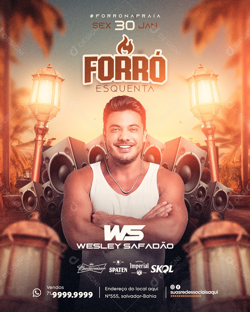 Social Media Flyer Feed Forró Esquenta Esquenta WS PSD Editável