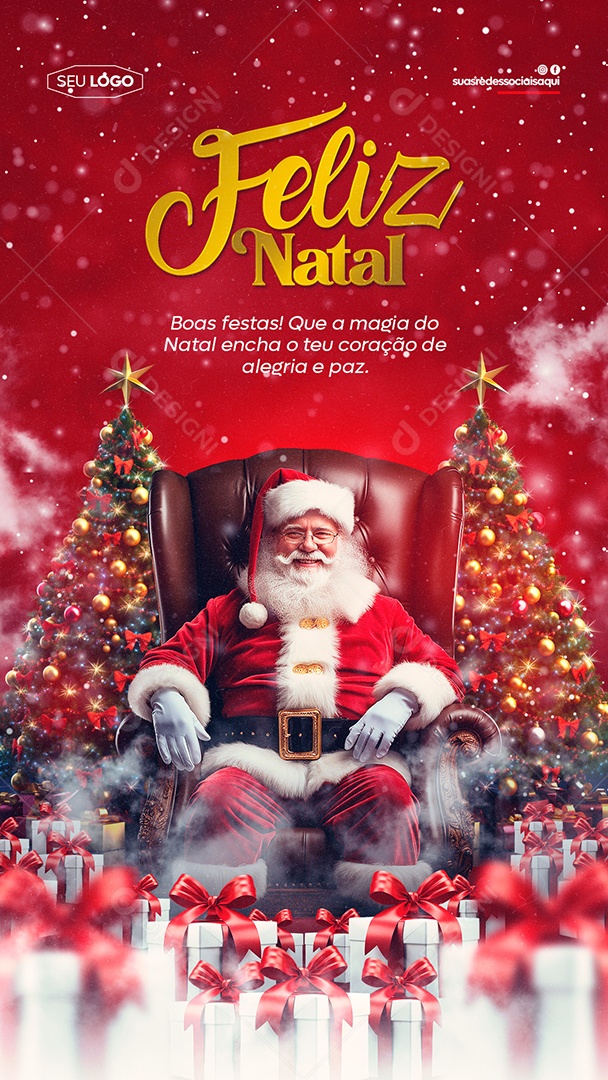 Social Media Story Feliz Natal Alegria e Paz PSD Editável