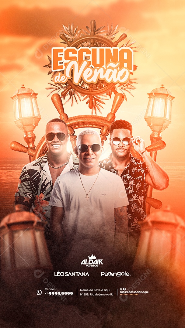 Social Media Flyer Story Escuna de Verão PSD Editável