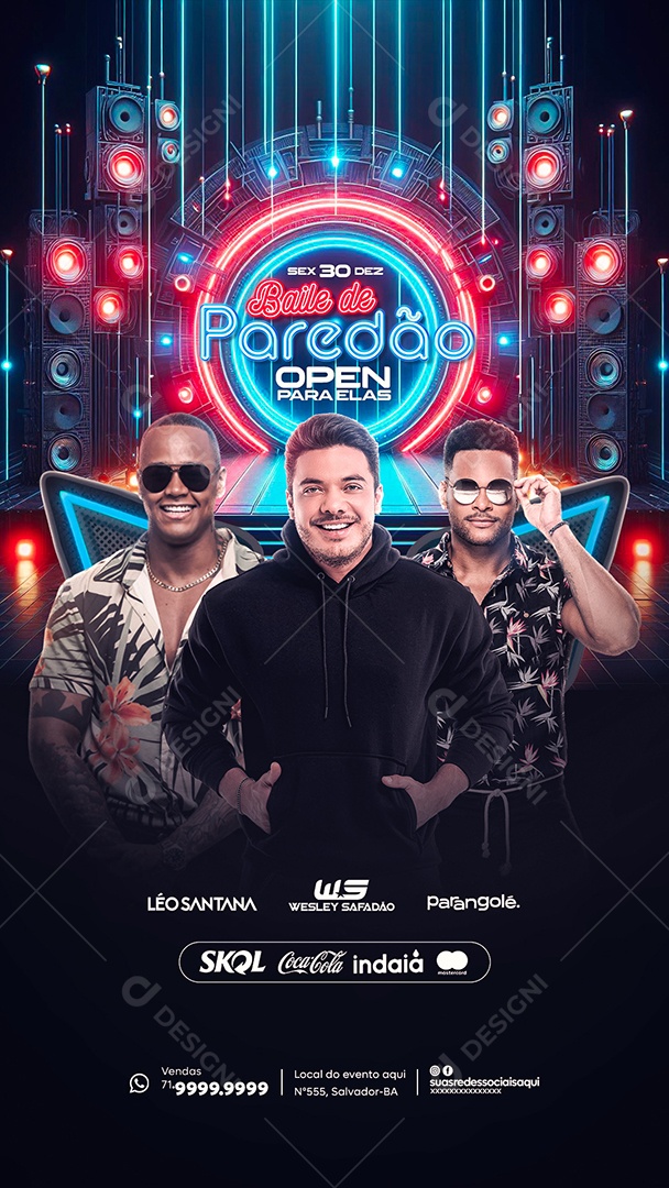 Social Media Flyer Story Baile De Paredão PSD Editável