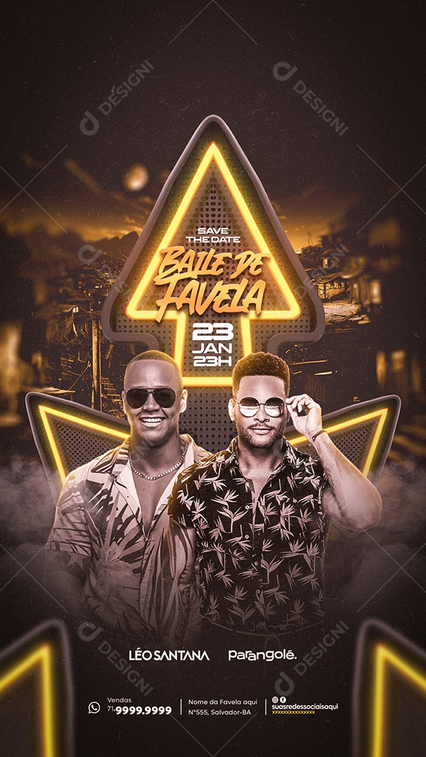 Social Media Flyer Story Baile De Favela PSD Editável