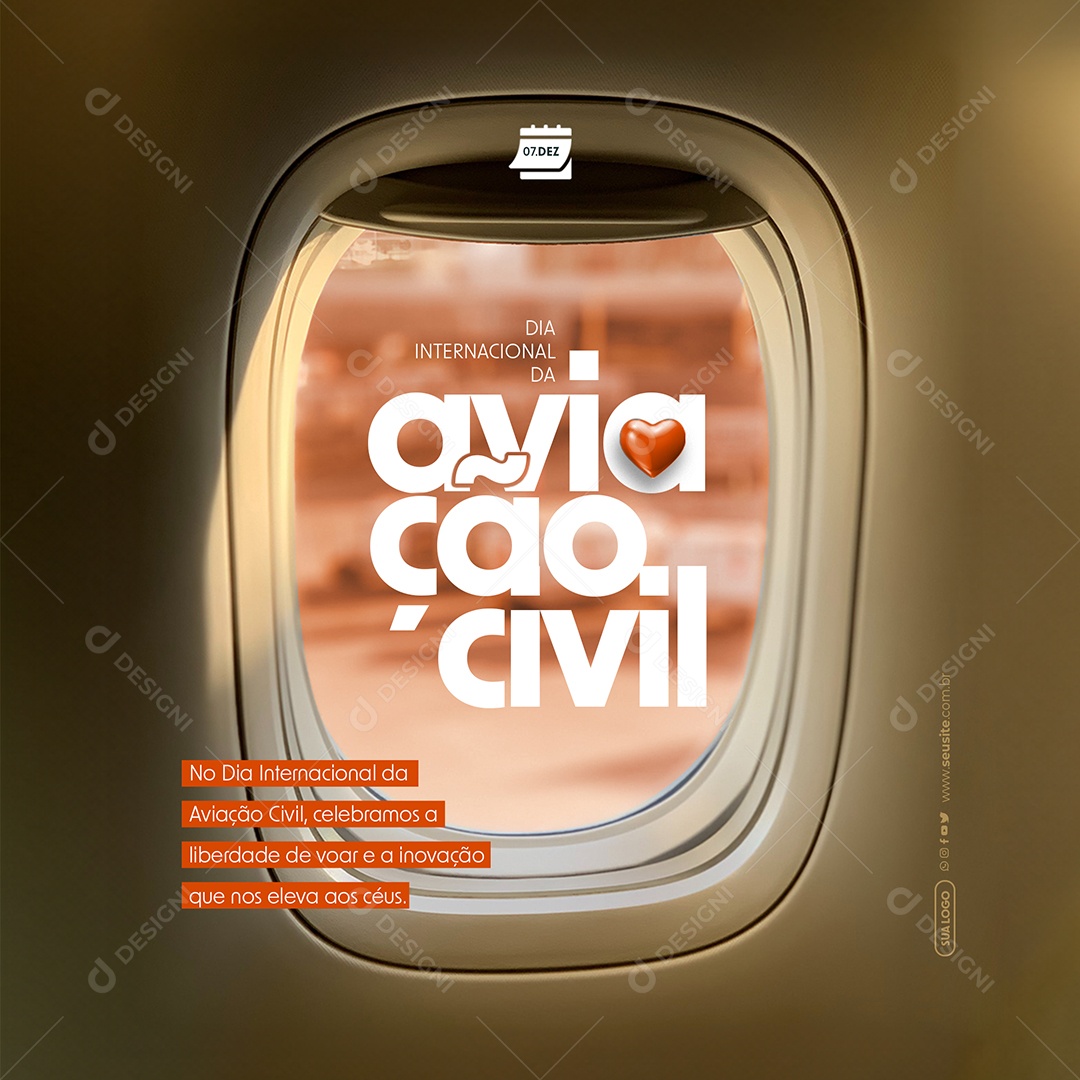 Dia Internacional da Aviação Civil 07 de Dezembro Celebramos a Liberdade de Vooar e a Inovação que no Eleva aos Céus Distantes Social Media PSD Editável