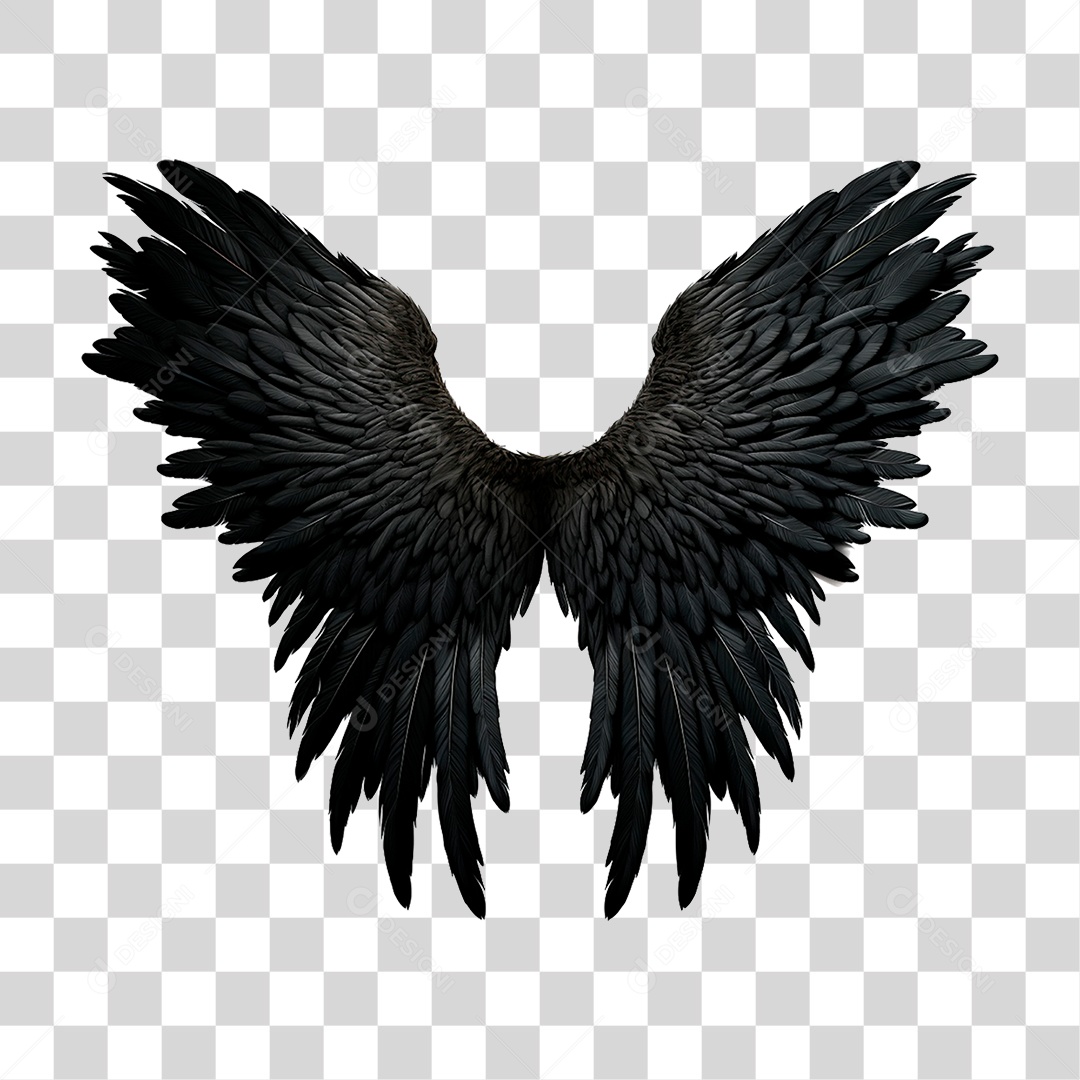 Elemento 3D Asa Negra PNG Transparente