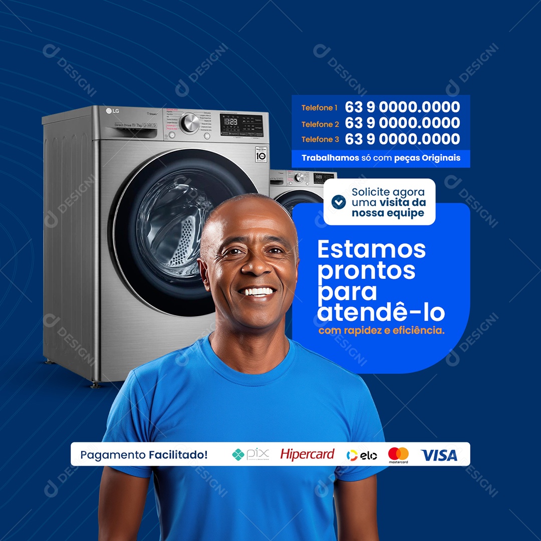 Manutenção de Máquinas Estamos Prontos para Atendê-lo Solicite Agora uma Visita Social Media PSD Editável