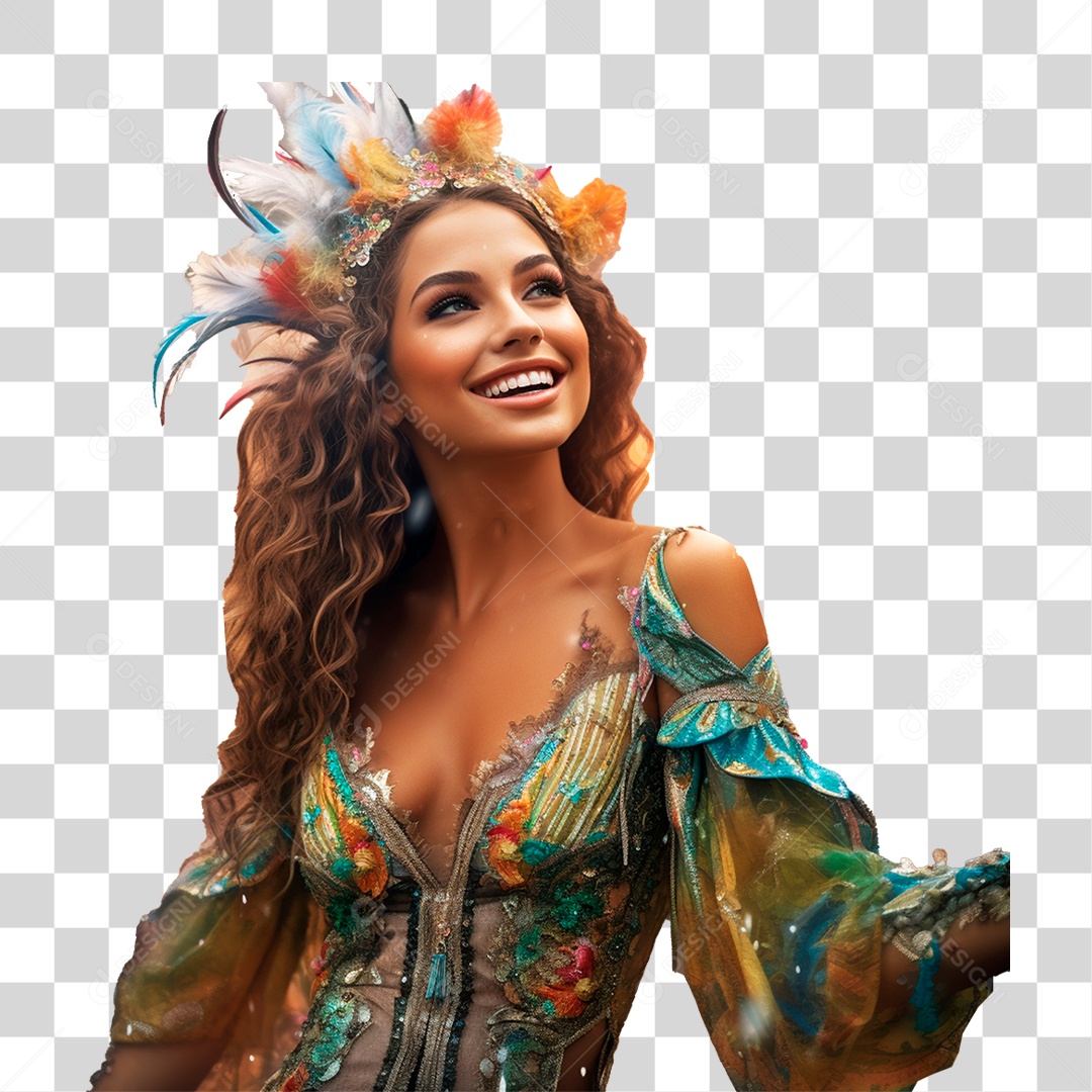 Mulher com Fantasia Para o Carnaval PNG Transparente