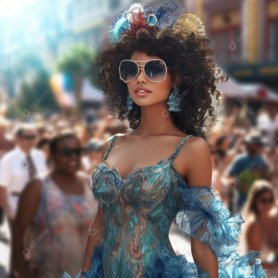 Mulher fantasiada para carnaval