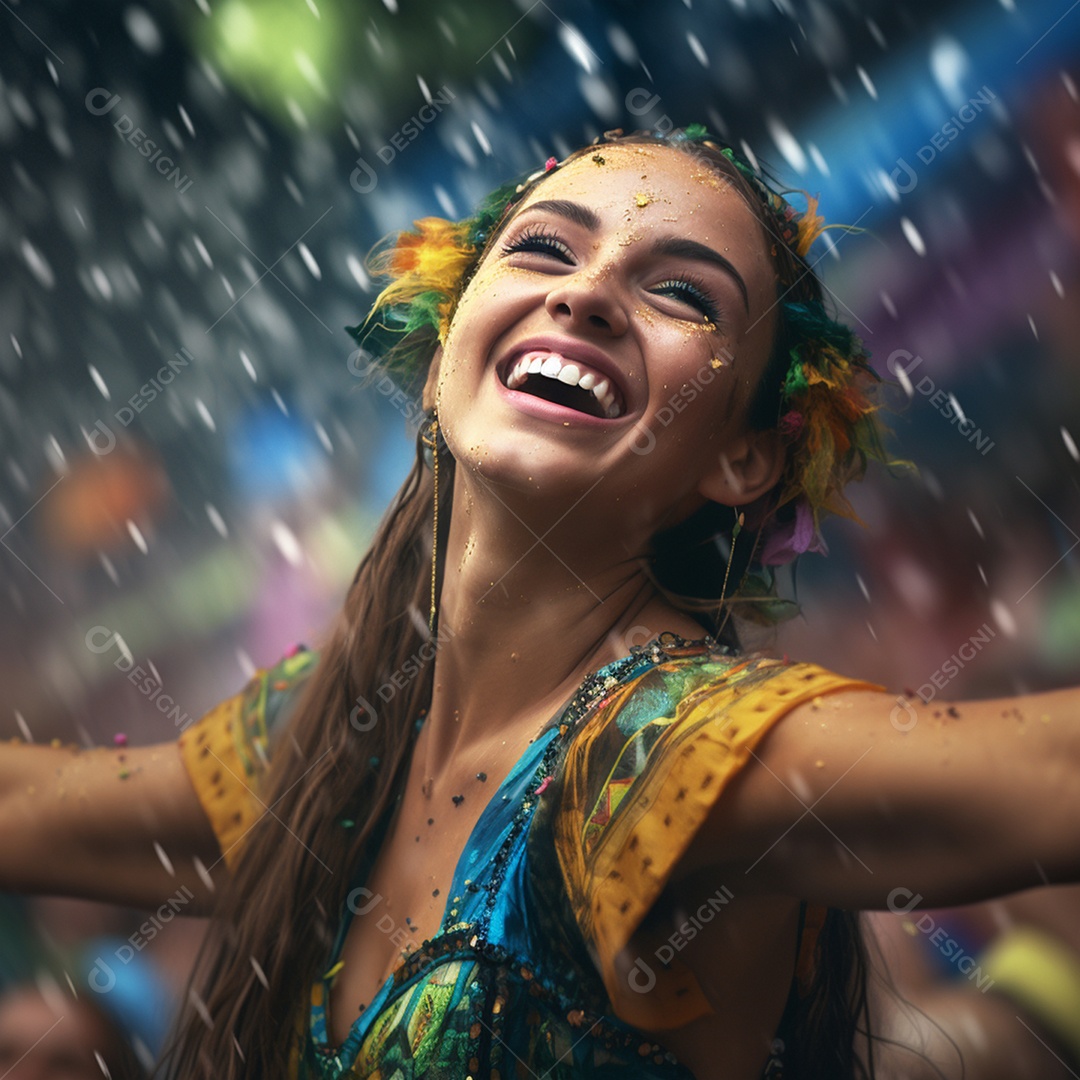 Mulher fantasiada para carnaval