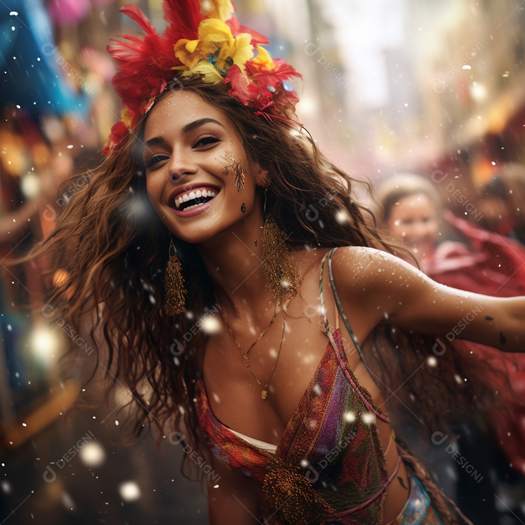 Mulher fantasiada para carnaval