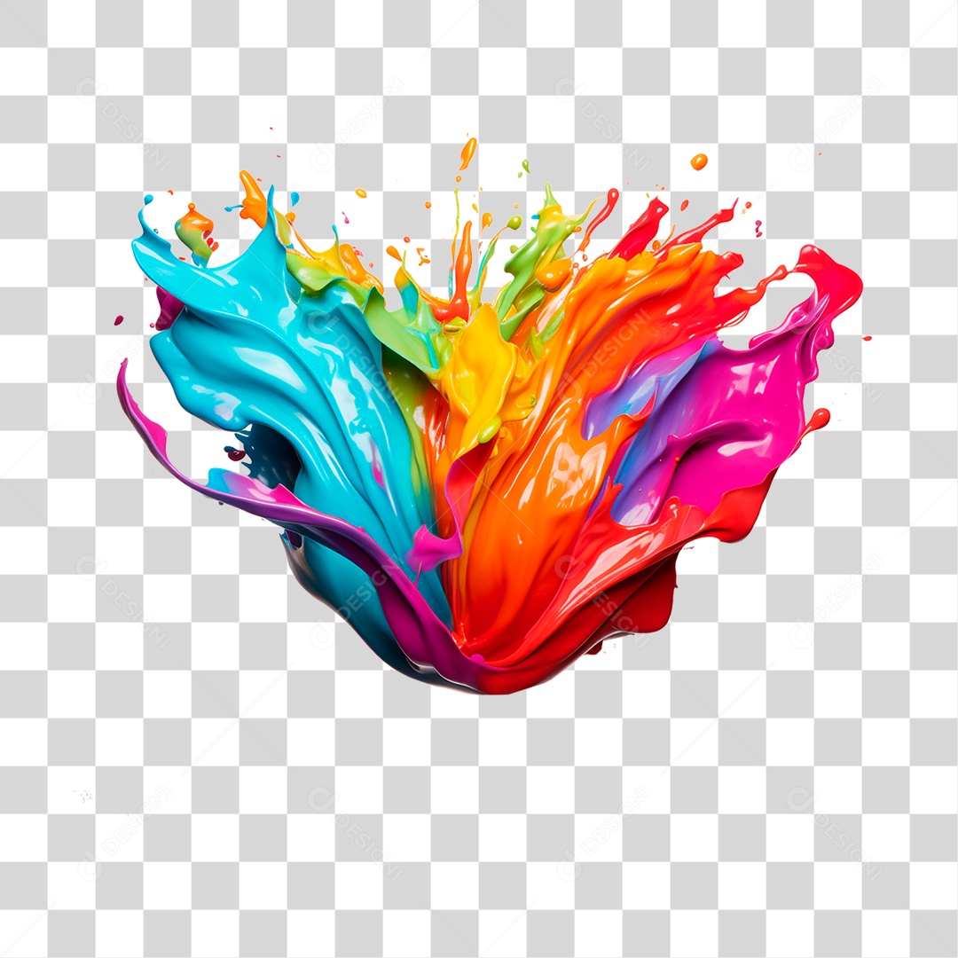 Splash de Tinta Colorida PNG Transparente