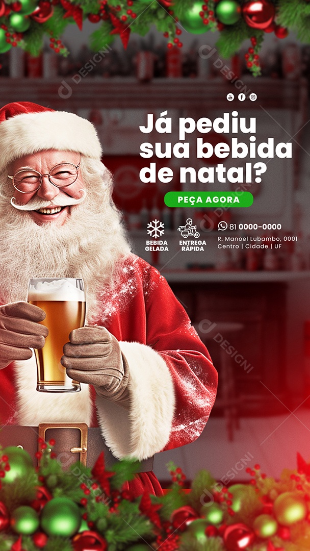 Story Jà Pediu Sua Bebida De Natal Social Media PSD Editável