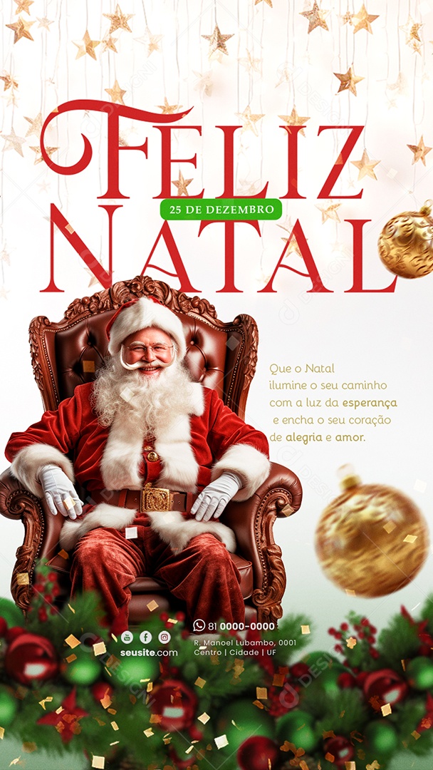 Story Feliz Natal 25 de Dezembro Alegria e Amor Social Media PSD Editável