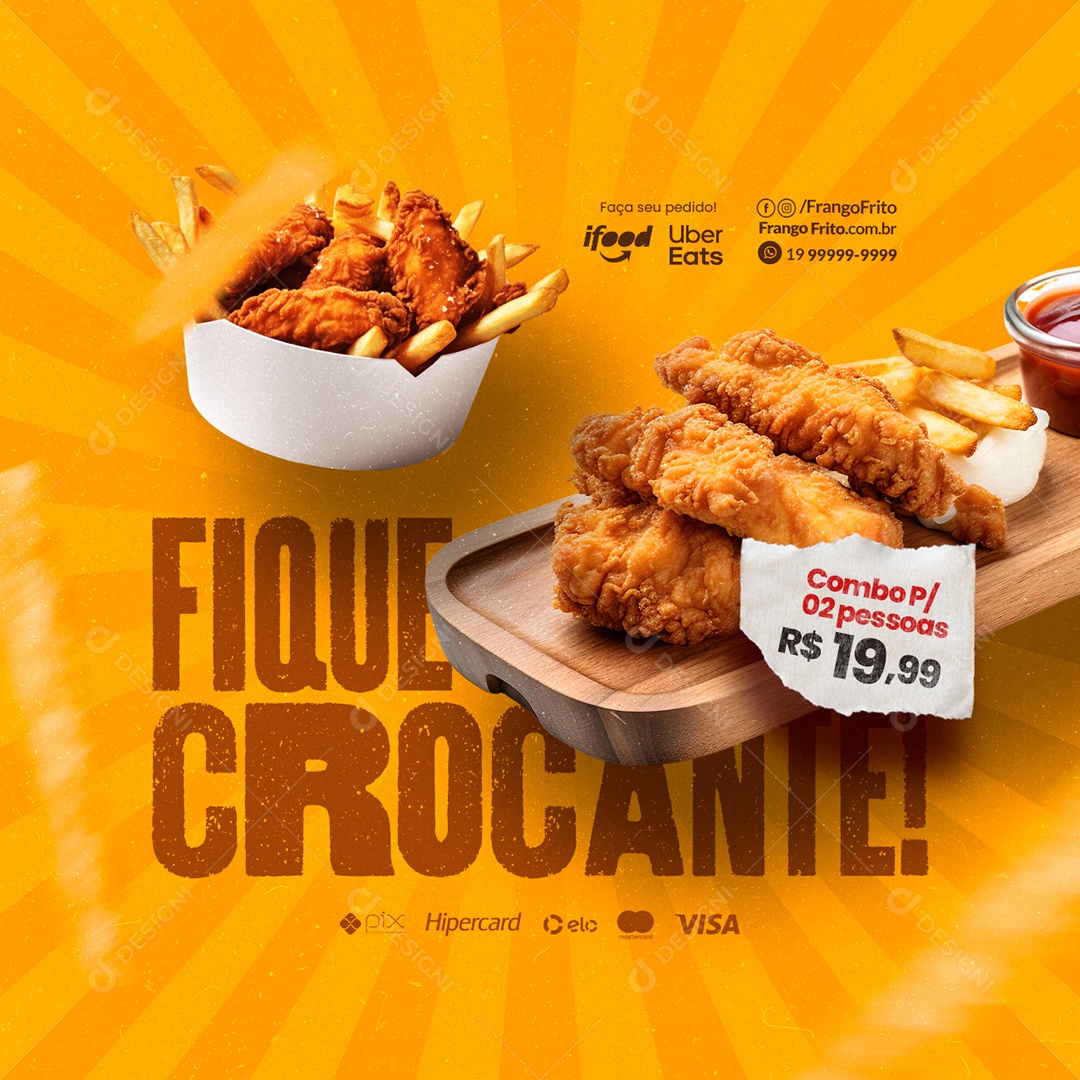 Frango Frito Fique Crocante Combo para 2 Pessoas Social Media PSD Editável
