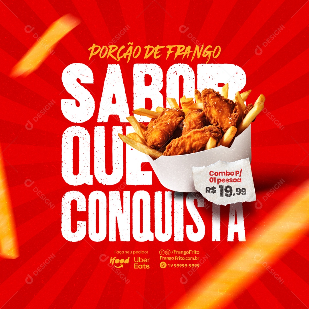 Frango Frito Porção De Frango Sabor Que Conquista Combo para 1 Pessoa Social Media PSD Editável