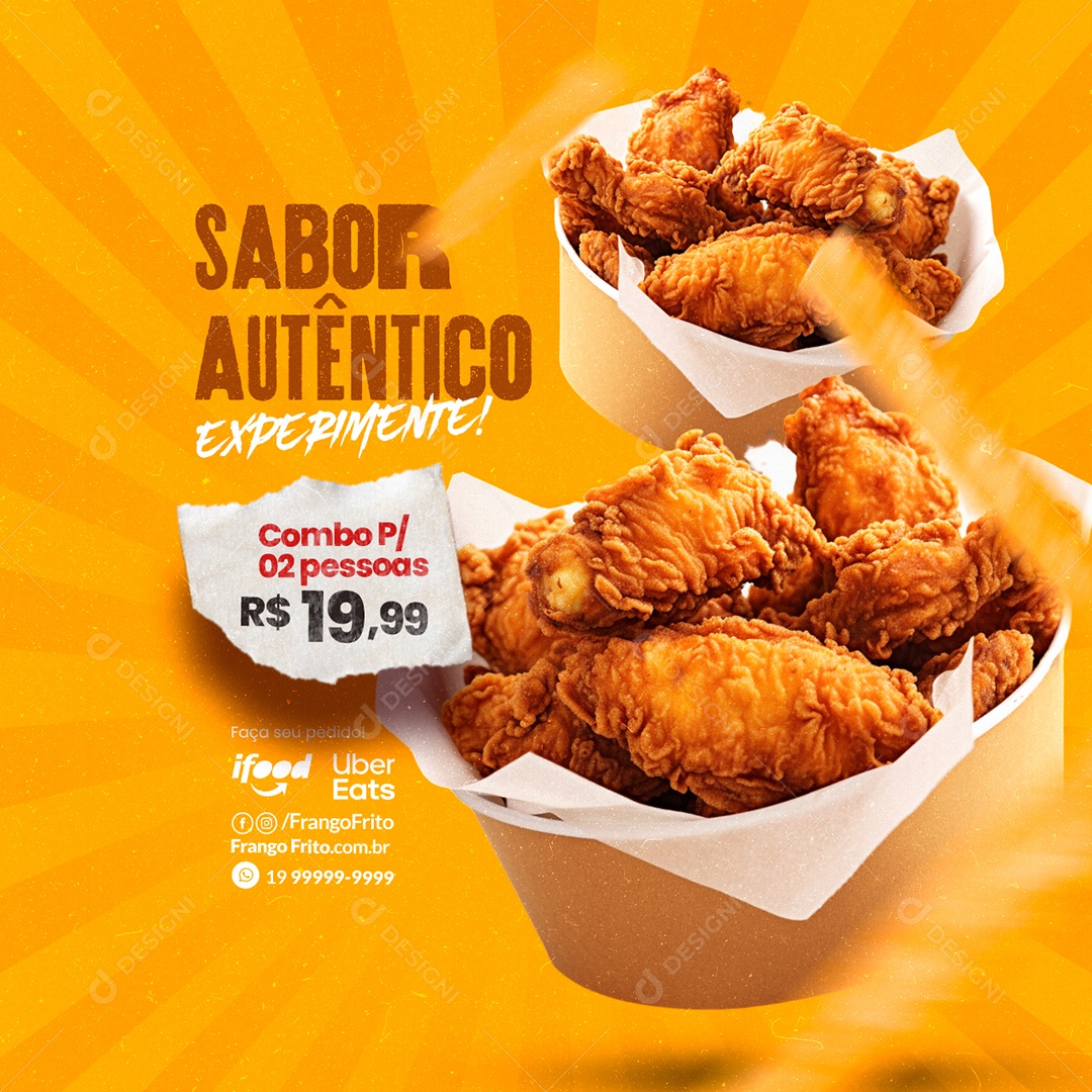 Frango Frito Sabor Autêntico Experimente Combo para 2 Pessoas Social Media PSD Editável