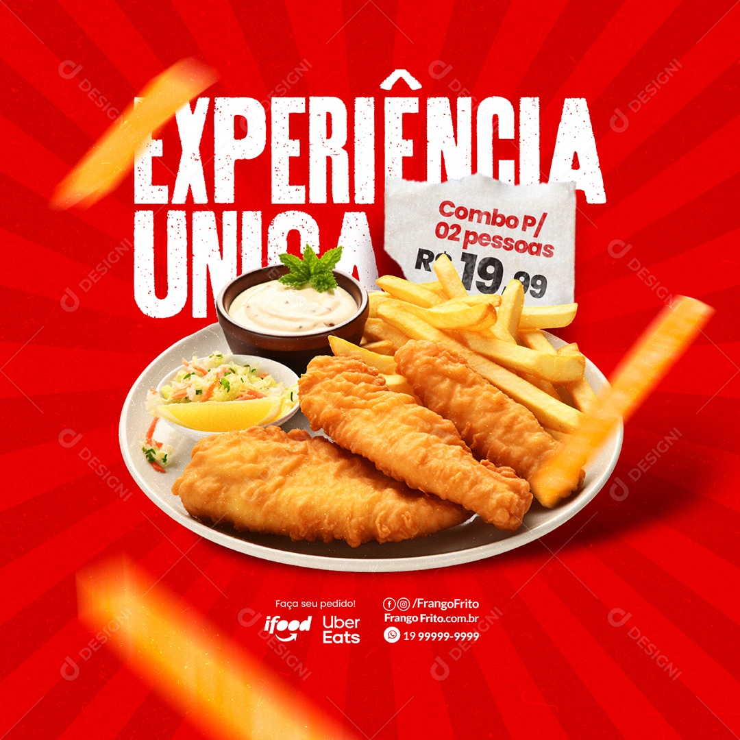 Frango Frito Experiência Única Combo para 2 Pessoas Social Media PSD Editável