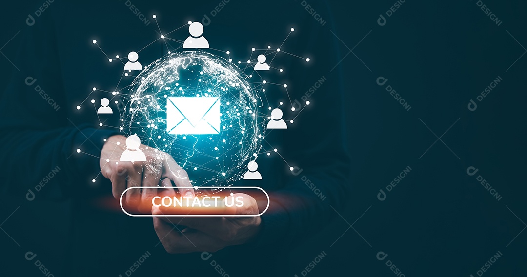 Empresário tocando Inteligência Artificial IA em dados em fundo escuro