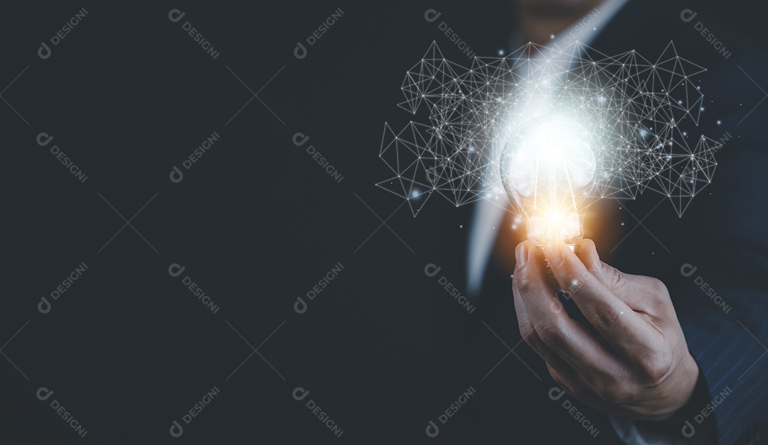 Conceito criativo e pensativo lâmpada em fundo isolado IA