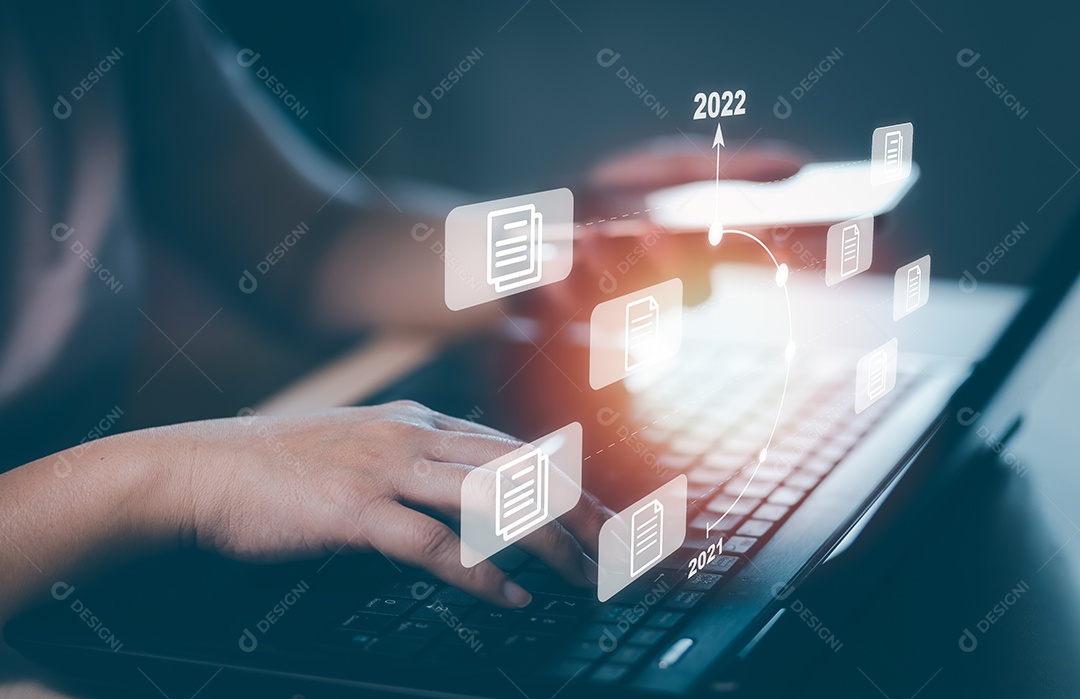 Conceito Trabalhando e planejando para o Ano Novo 2022 IA