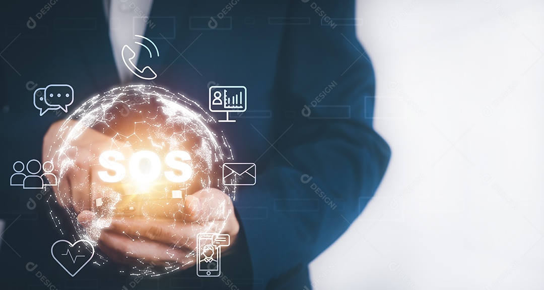 Empresário tocando Inteligência Artificial IA em dados em fundo escuro