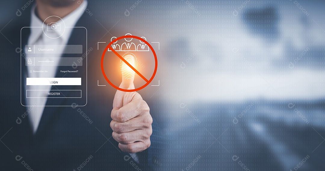 Empresário tocando Inteligência Artificial IA em dados em fundo escuro