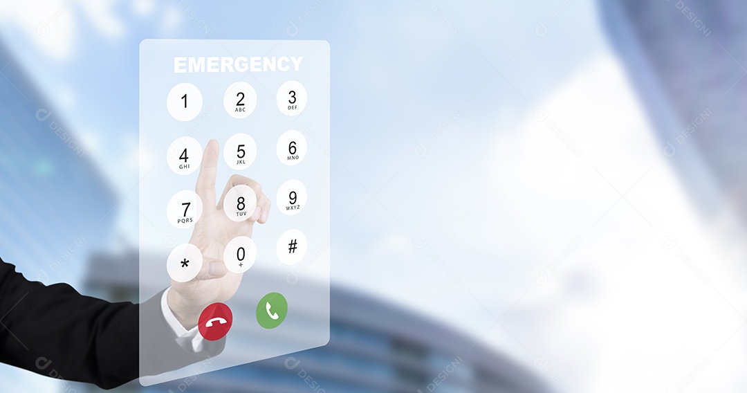 Discagem no teclado telefônico virtual com botões telefônicos transparentes IA