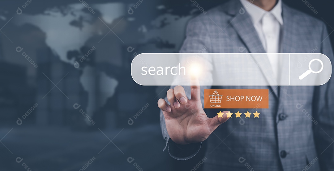 Pesquisando informações de dados de navegação na Internet com a barra de pesquisa em branco IA