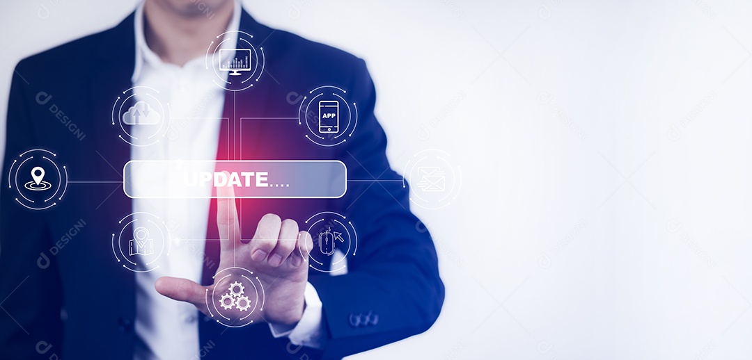 Empresário tocando Inteligência Artificial IA em dados em fundo escuro