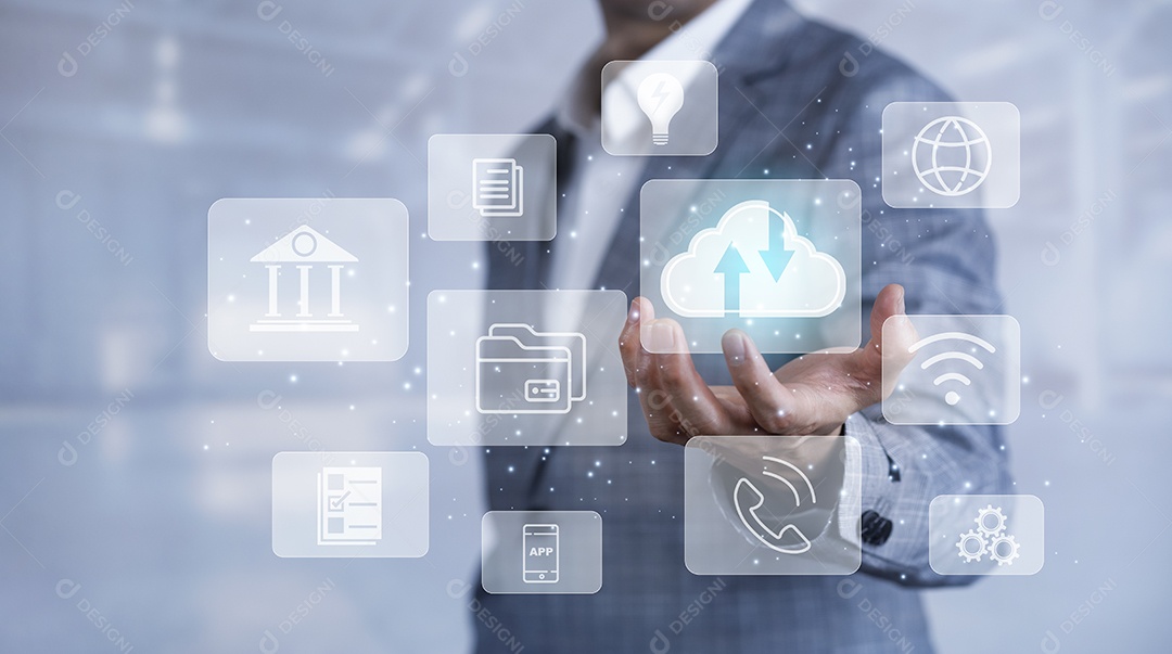 Comunicação e tecnologia e conceito de nuvem IA