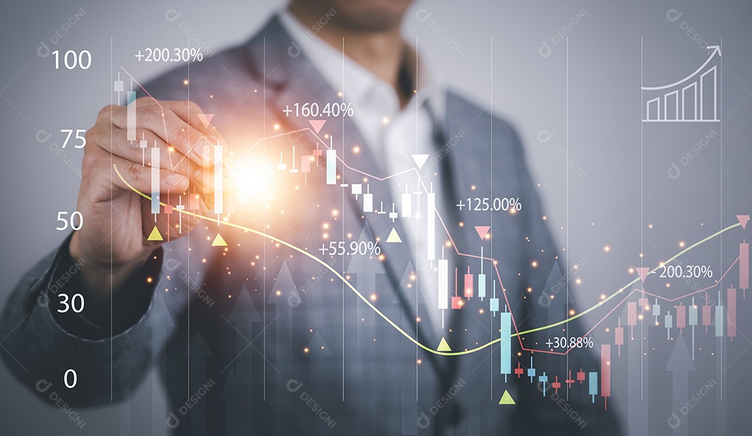 Perdas comerciais no conceito de gráfico do mercado de ações IA