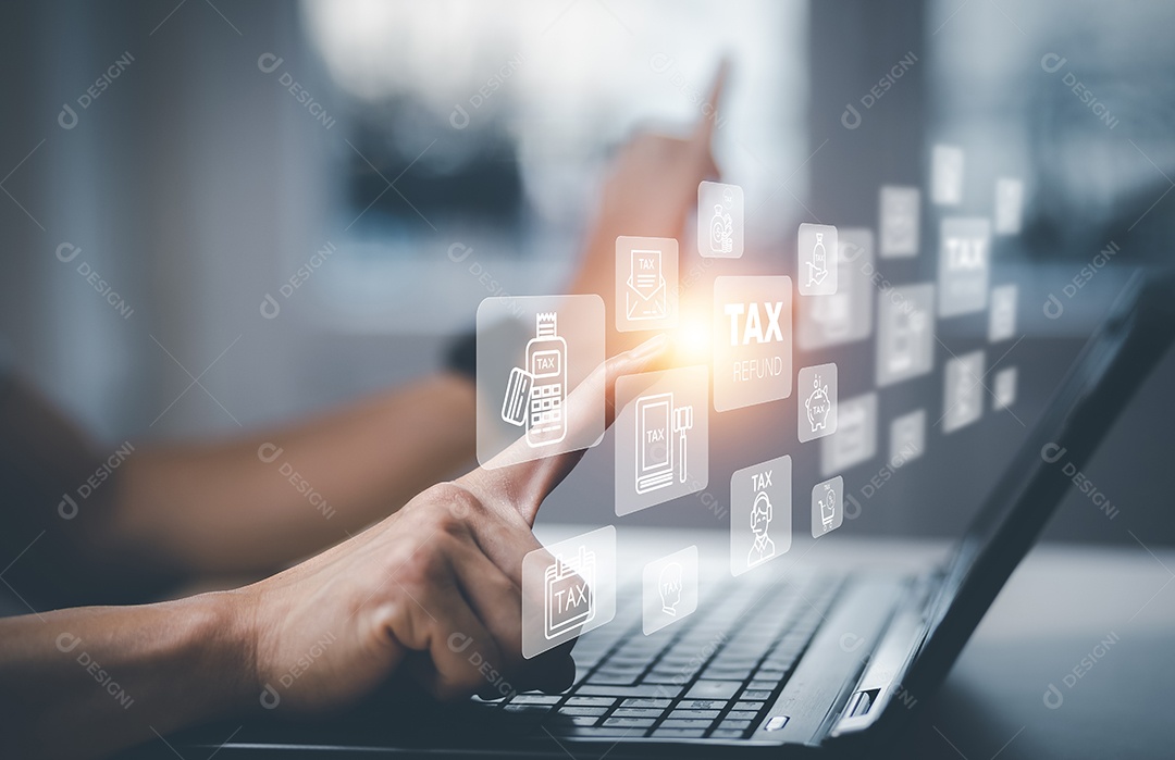 Mão de empresário toca pasta do sistema de gerenciamento de documentos IA