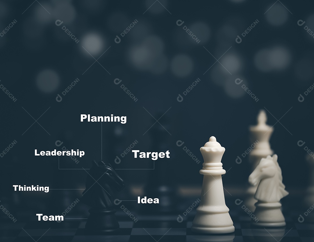 Estratégia de negócios ideias competitivas e conceito de planejamento com jogo de tabuleiro de xadrez IA