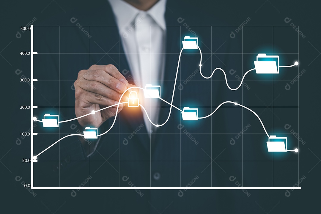 Ganhos comerciais no conceito de gráfico do mercado de ações IA