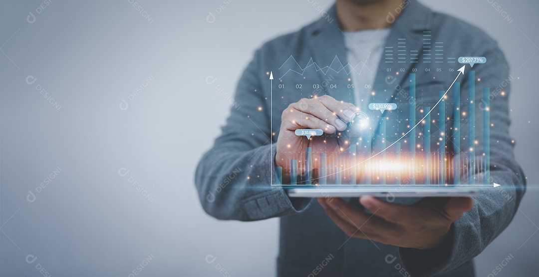 Ganhos comerciais no conceito de gráfico do mercado de ações IA