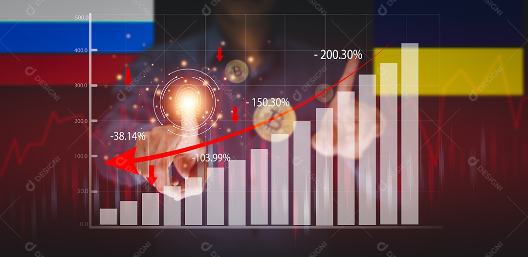 Perdas comerciais no conceito de gráfico do mercado de ações IA