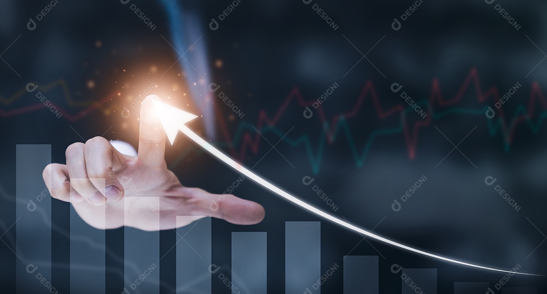 Ganhos comerciais no conceito de gráfico do mercado de ações IA
