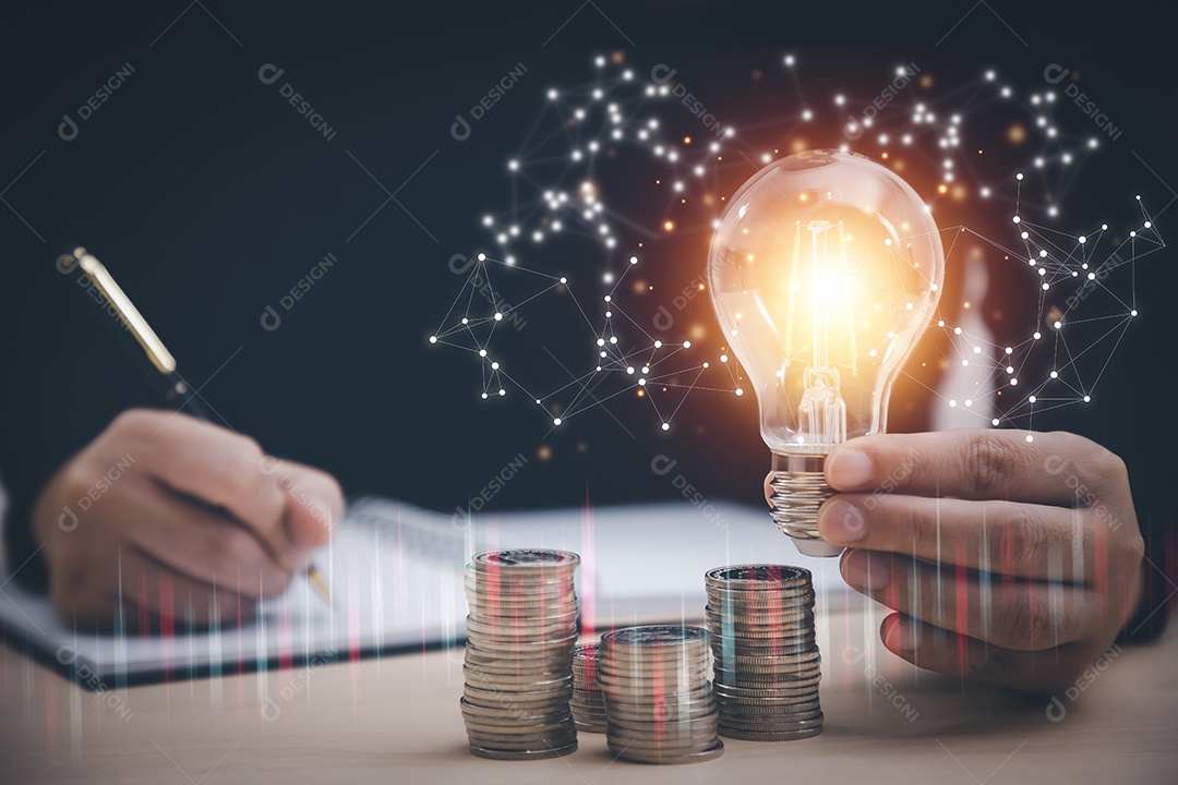 Empresa segurando lâmpada ideia inovadora de inspiração da tecnologia online IA