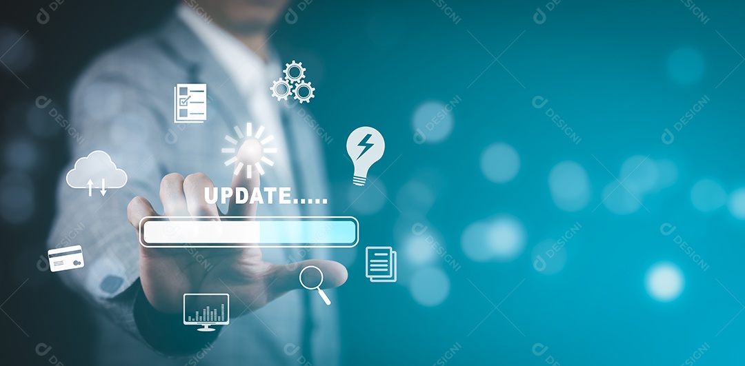 Barra de toque manual de atualização de software de computador atualização de programa tecnologia empresarial IA