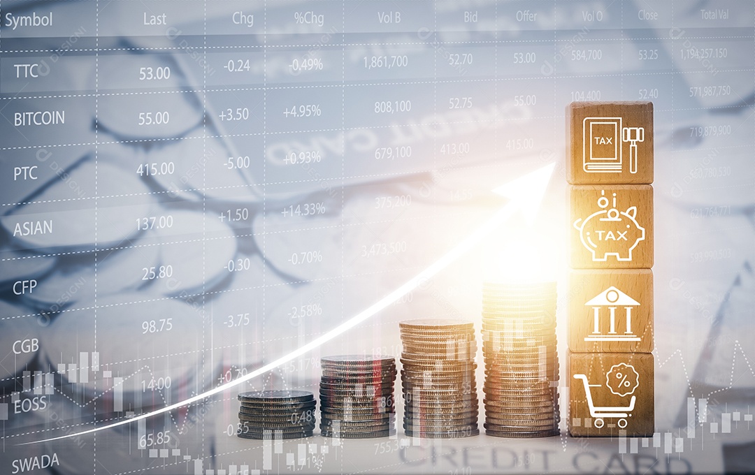 Conceito de otimização de pagamento de impostos finanças empresarial IA