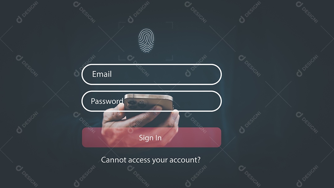 Conceito de login de senha de segurança online mãos digitando e inserindo nome de usuário e senha de mídia social IA