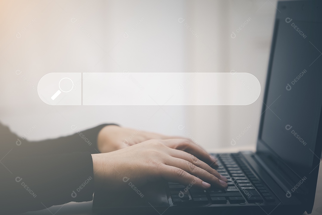 Pesquisando informações de dados de navegação na Internet com barra de pesquisa em branco IA