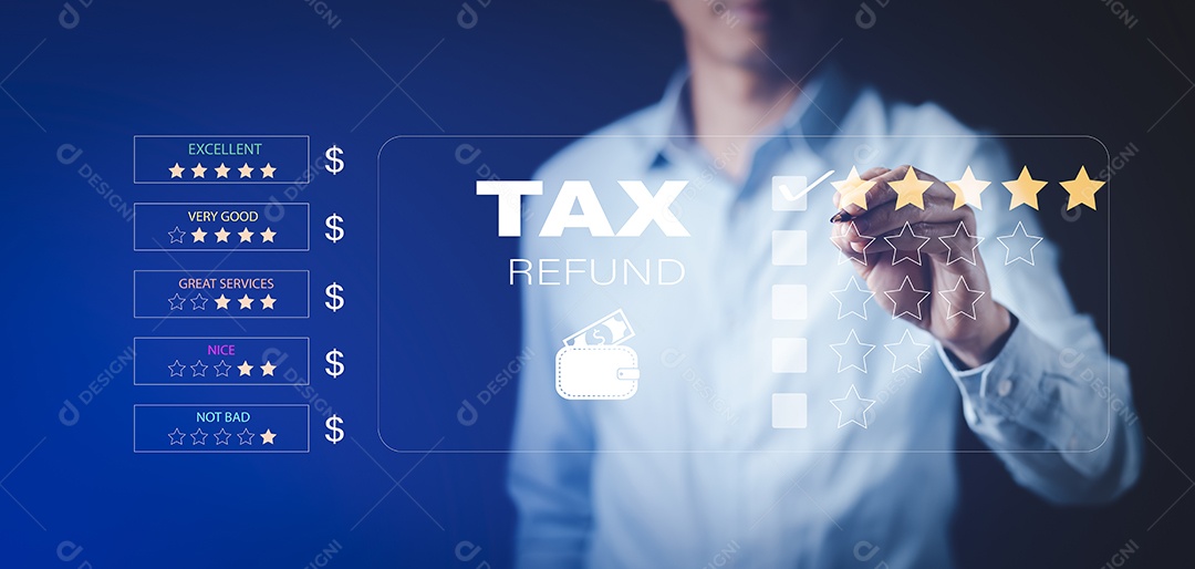 Otimização de pagamento de impostos de toque de homem conceito de finanças empresariais IA