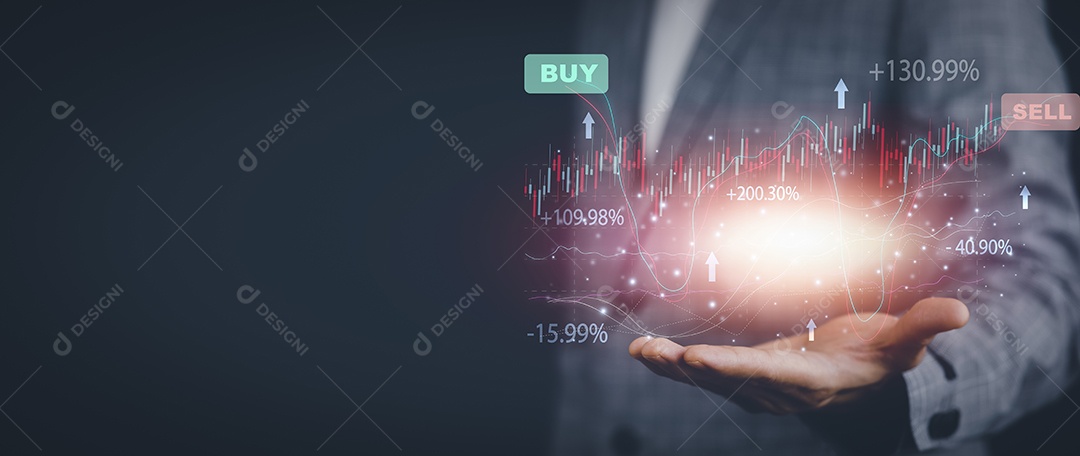 Ganho comerciais no conceito de gráfico do mercado de ações IA