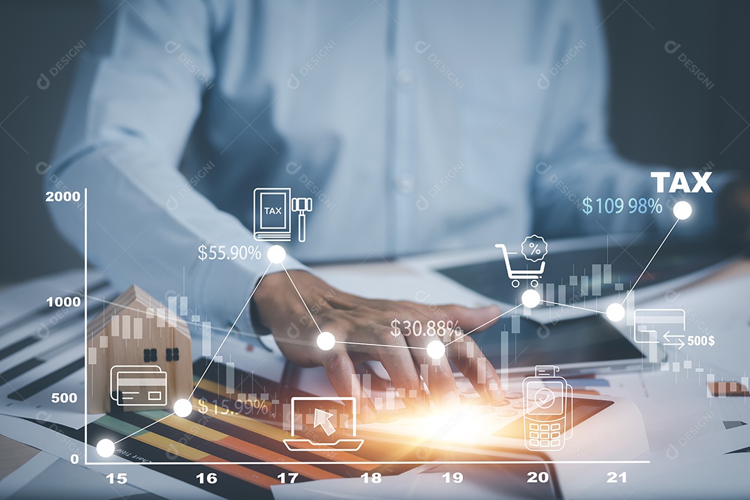 Conceito de otimização de pagamento de impostos finanças empresariais IA